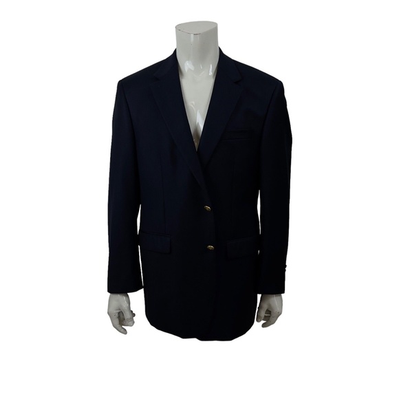 Ralph Lauren Navy Blue Wool Blazer Gold Buttons Mens 44L - Picture 3 of 12